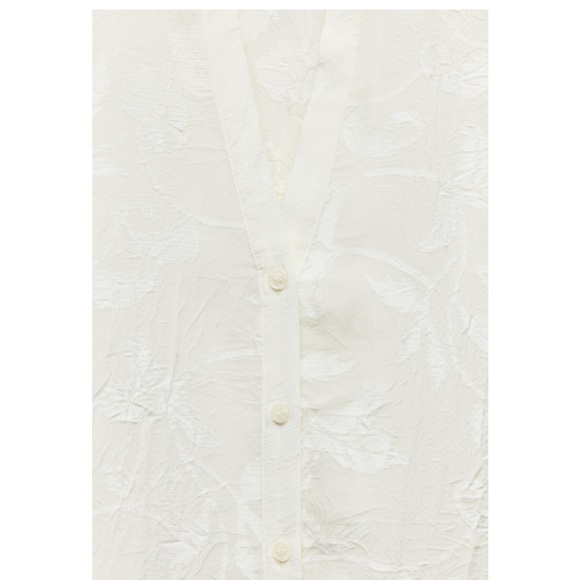 New ZARA Contrasting Devore Floral Shirt - Picture 5 of 5